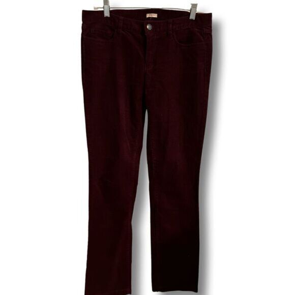 J. Crew Matchstick Corduroy Pants Women's Size 29 R Regular 31" Long Burgundy Fa - Picture 1 of 5